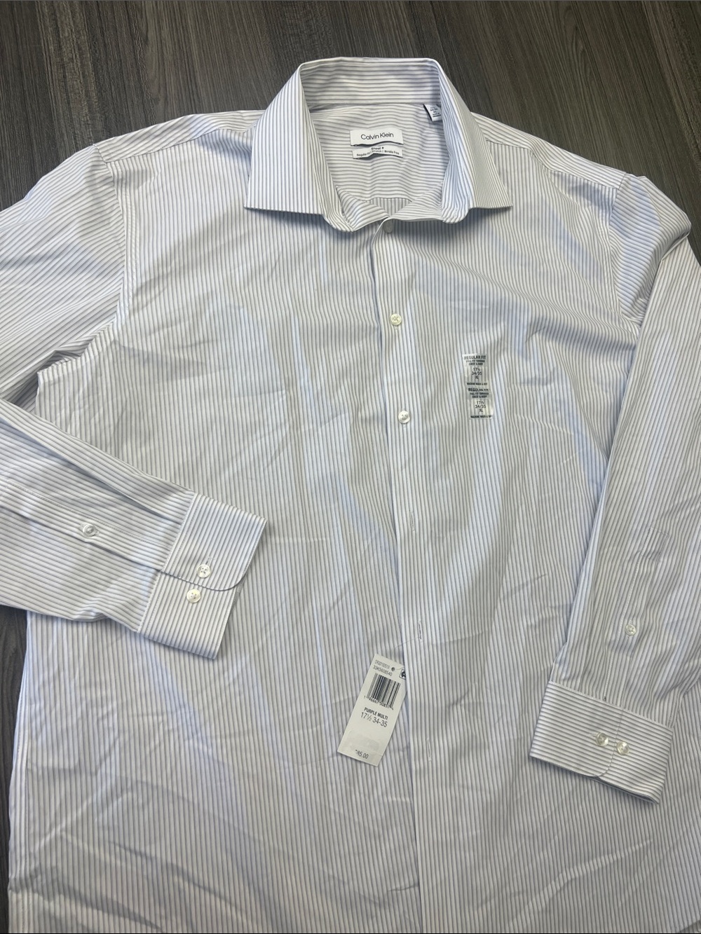 NWT Calvin Klein Steel+ Men's Dress Shirt Striped XL / 17.5 34-35 Regular Fit